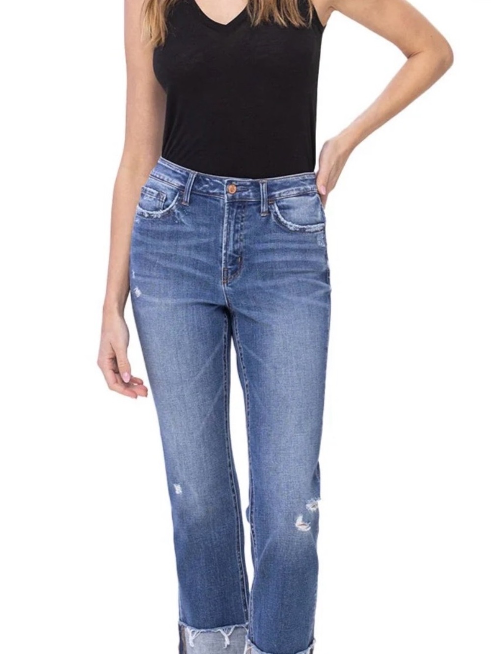 Flying Monkey Straight Leg Distressed Blue Jeans